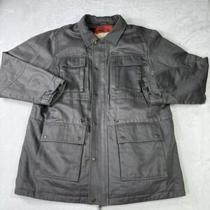 TERRITORY AHEAD Jacket Mens XL Gray Waxed Chore Coat Sherpa Liner Utility Pocket